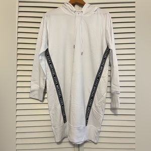 Michael Kors Logo White Hooded Sweatshirt Dress